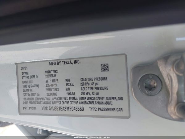 2021 TESLA MODEL 3