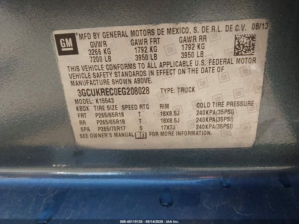 2014 CHEVROLET SILVERADO 1500 2LT — I9