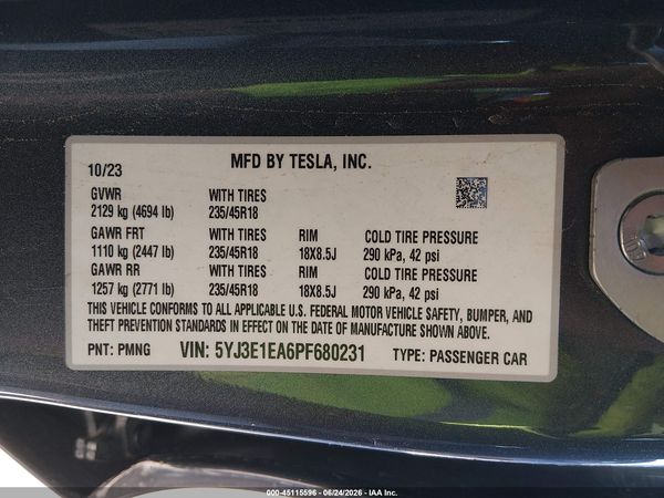 2023 TESLA MODEL 3 REAR-WHEEL DRIVE