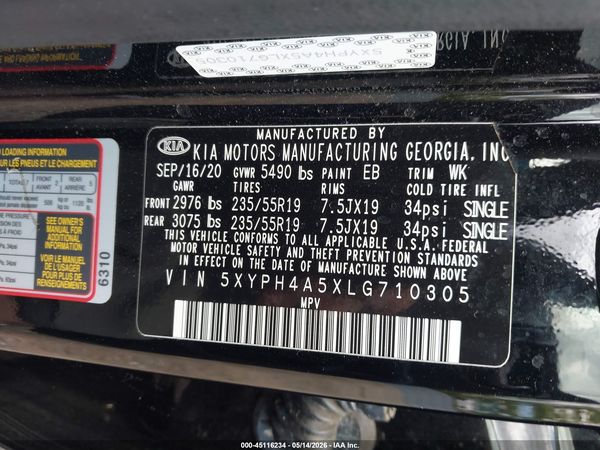 2020 KIA SORENTO 3.3L EX