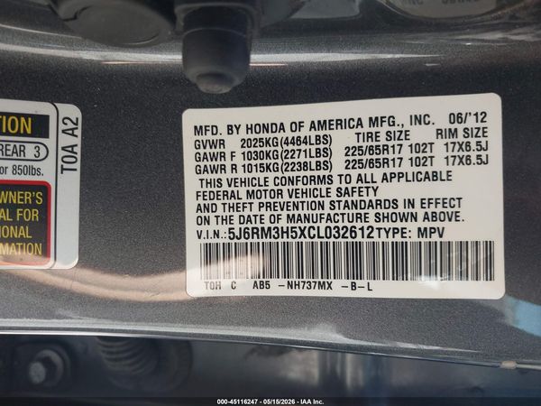 2012 HONDA CR-V EX