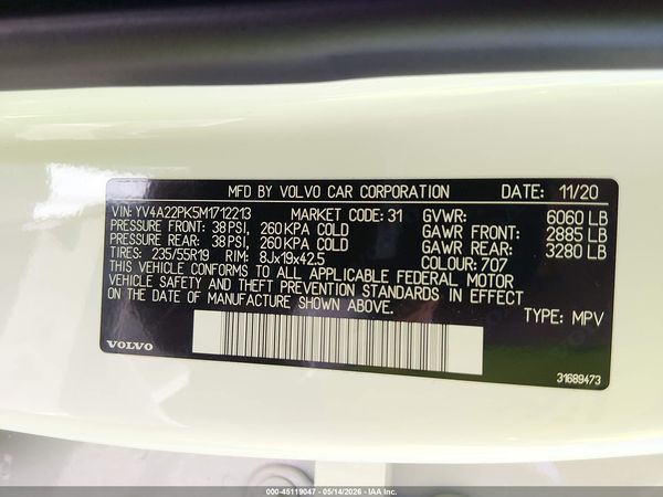 2021 VOLVO XC90 T6 MOMENTUM 7 PASSENGER