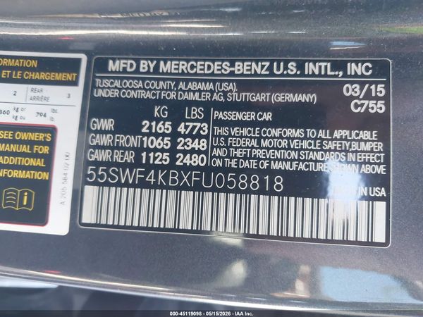 2015 MERCEDES-BENZ C 300 4MATIC