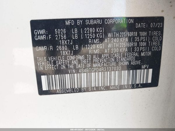 2024 SUBARU OUTBACK TOURING XT — I9
