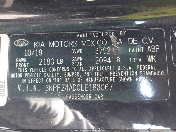 2020 KIA FORTE FE
