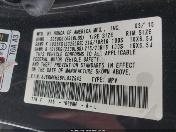 2015 HONDA CR-V LX