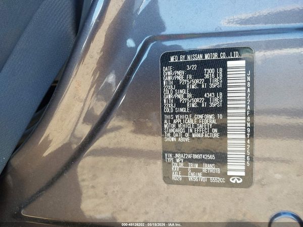 2022 INFINITI QX80 PREMIUM SELECT
