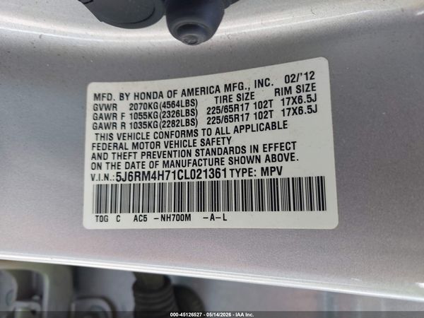 2012 HONDA CR-V EX-L