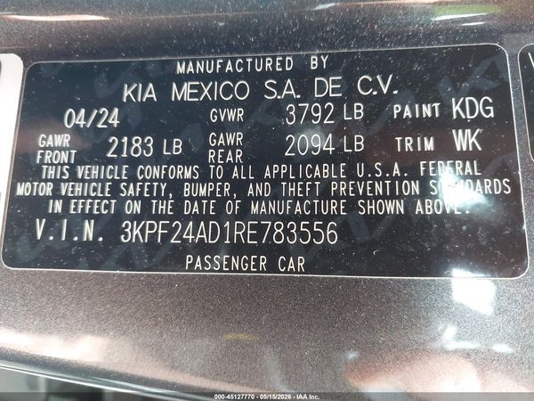 2024 KIA FORTE LXS