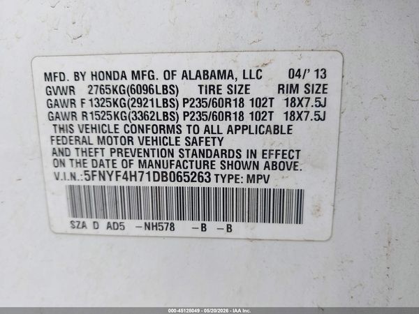 2013 HONDA PILOT EX-L