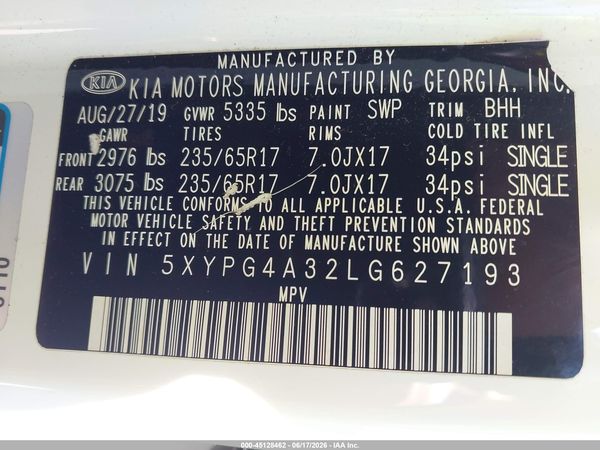2020 KIA SORENTO 2.4L LX