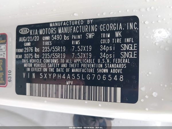 2020 KIA SORENTO 3.3L EX