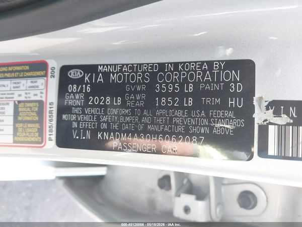 2017 KIA RIO LX