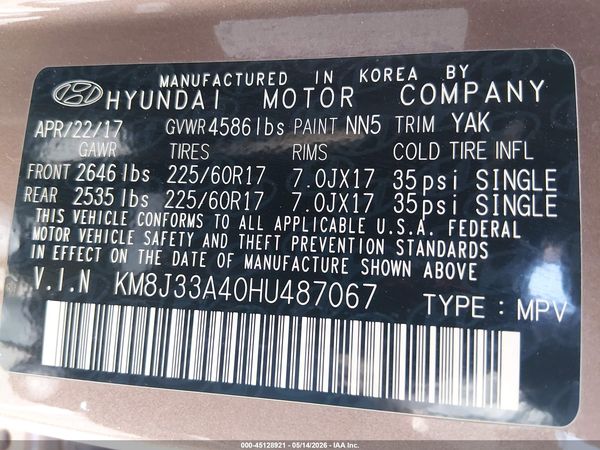 2017 HYUNDAI TUCSON SE