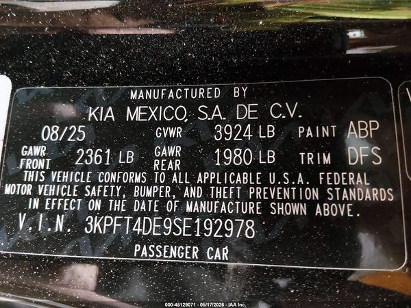 2025 KIA K4 LXS