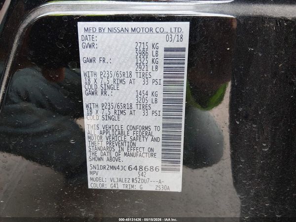 2018 NISSAN PATHFINDER SV
