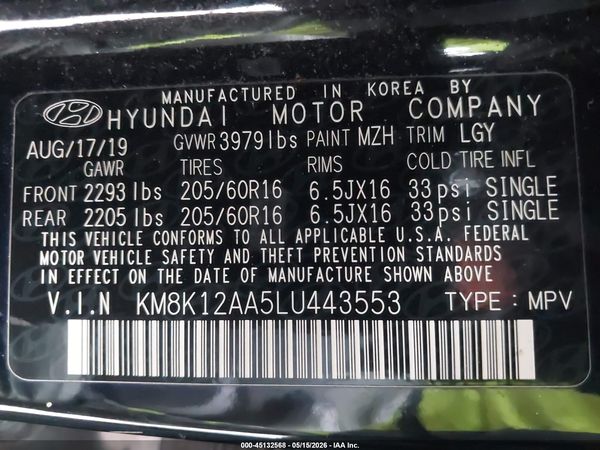 2020 HYUNDAI KONA SE