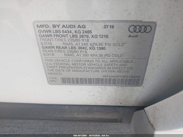 2019 AUDI Q5 45 PREMIUM