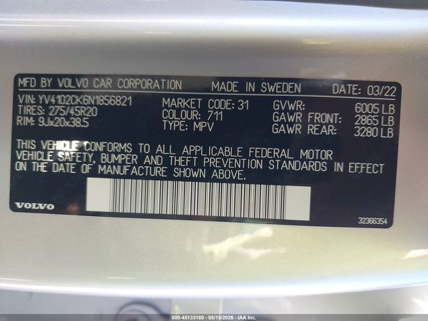 2022 VOLVO XC90 T5 MOMENTUM 7 PASSENGER