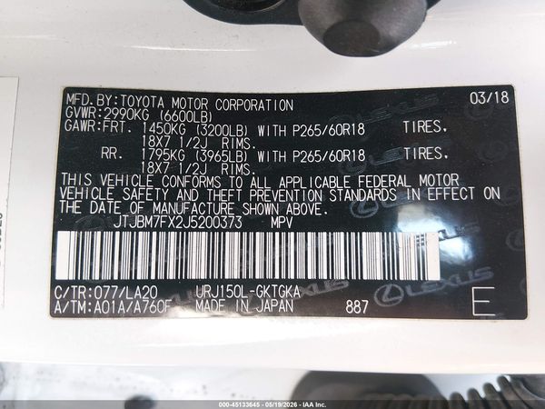 2018 LEXUS GX 460 460 Base