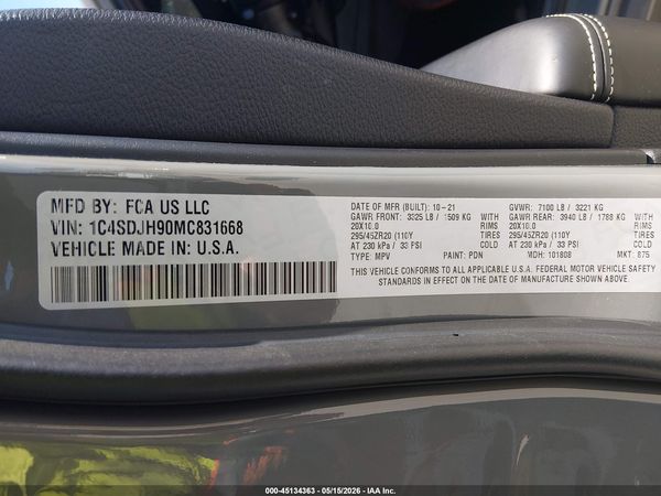 2021 DODGE DURANGO SRT HELLCAT AWD