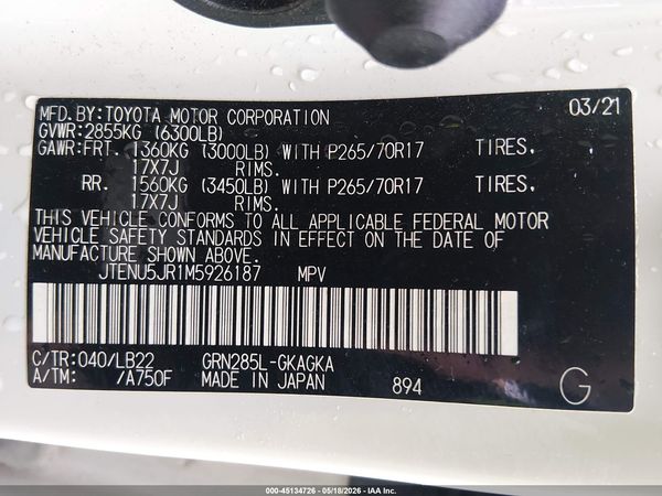 2021 TOYOTA 4RUNNER SR5 PREMIUM