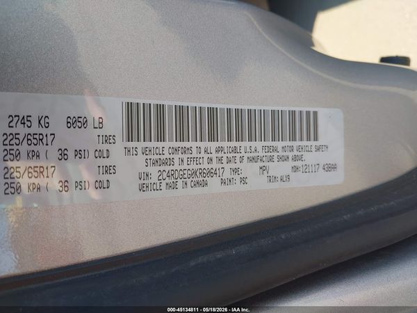 2019 DODGE GRAND CARAVAN GT — I9