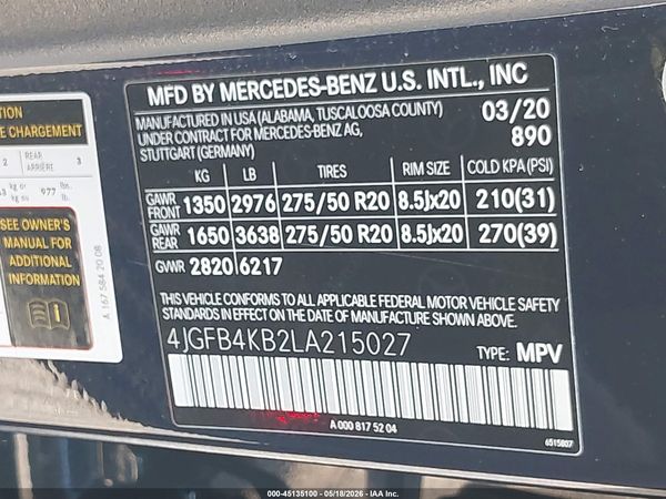 2020 MERCEDES-BENZ GLE 350 4MATIC