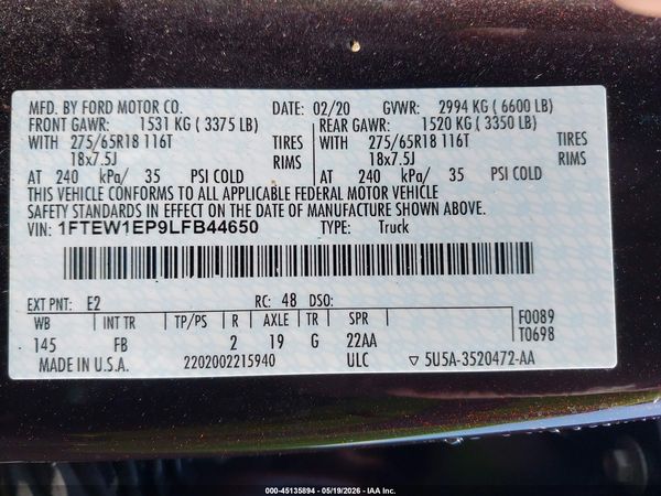 2020 FORD F-150 XLT