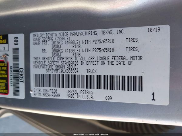 2020 TOYOTA TUNDRA SR5