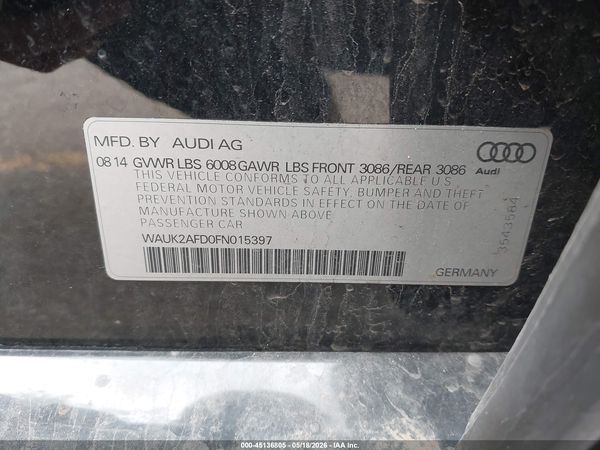 2015 AUDI S8 4.0T