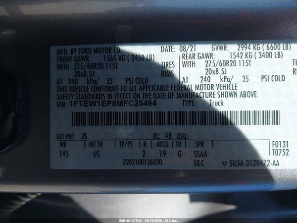 2021 FORD F-150 XLT