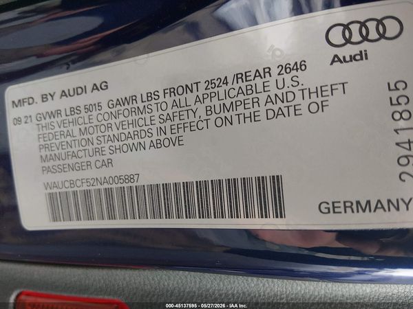2022 AUDI A5 PREMIUM PLUS 40