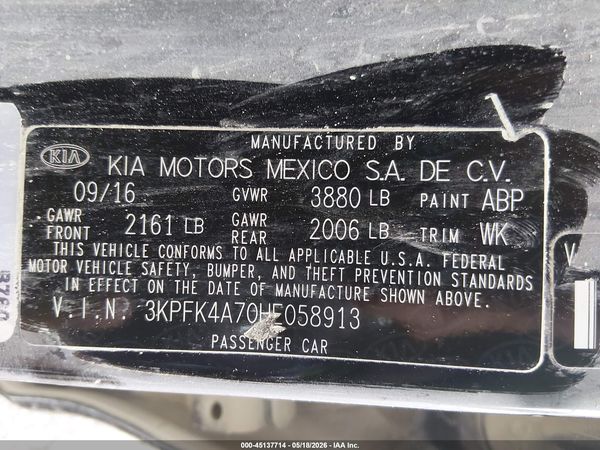 2017 KIA FORTE LX