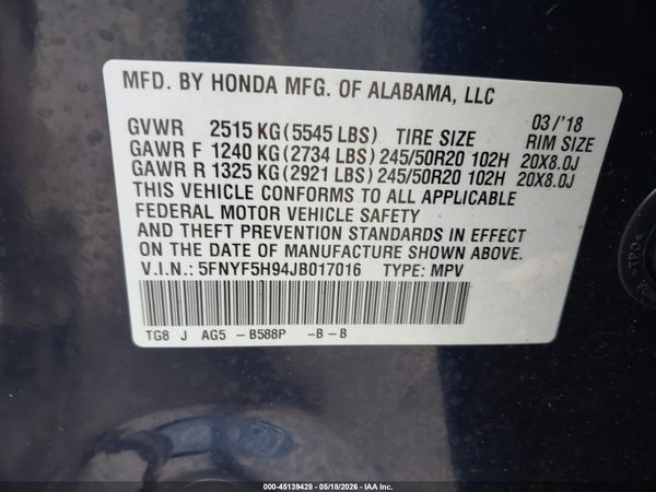 2018 HONDA PILOT TOURING