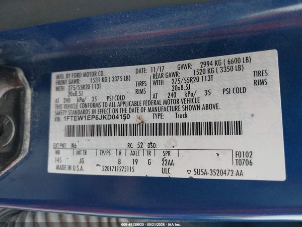 2018 FORD F-150 XL