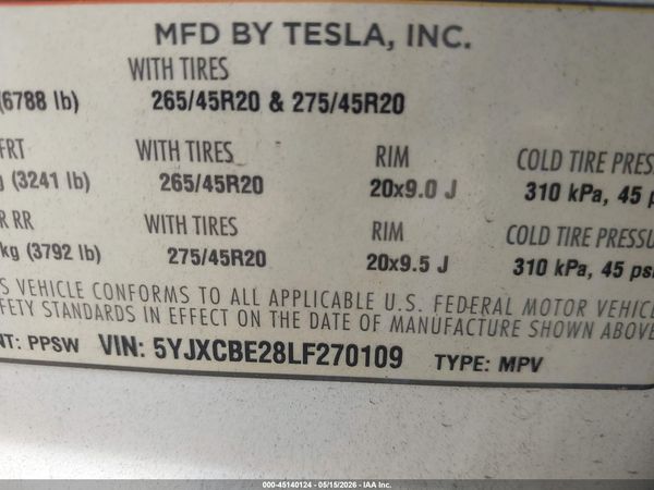 2020 TESLA MODEL X