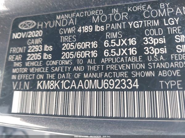 2021 HYUNDAI KONA SE