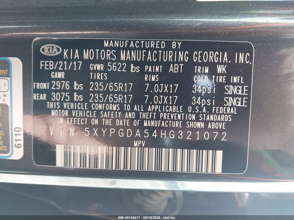 2017 KIA SORENTO 3.3L LX