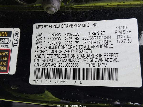 2020 HONDA CR-V AWD LX