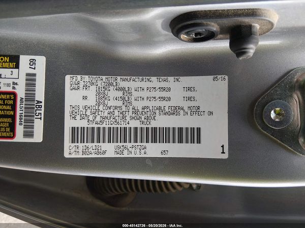 2016 TOYOTA TUNDRA 1794 5.7L V8