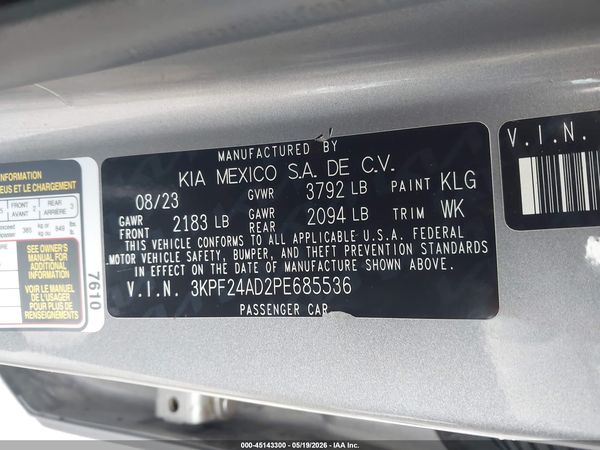 2023 KIA FORTE LXS