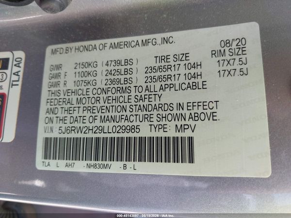 2020 HONDA CR-V AWD LX