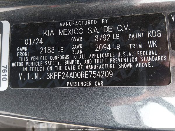 2024 KIA FORTE LXS