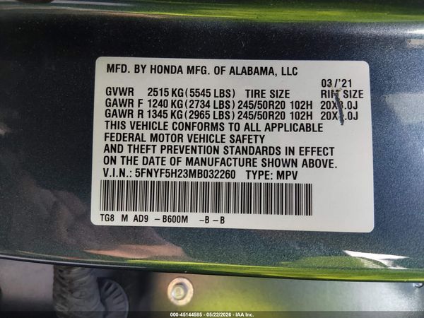 2021 HONDA PILOT 2WD SPECIAL EDITION