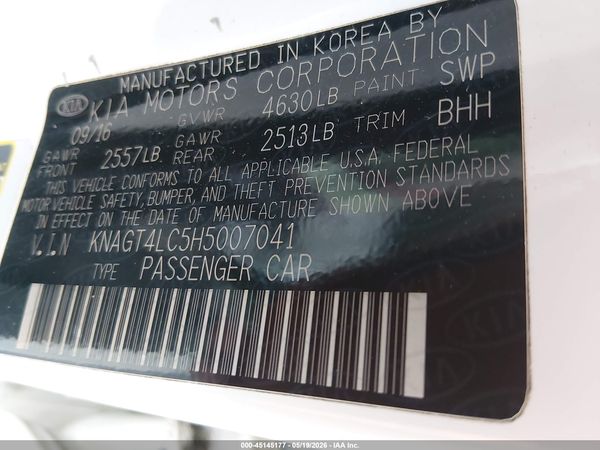 2017 KIA OPTIMA HYBRID Hybrid Base