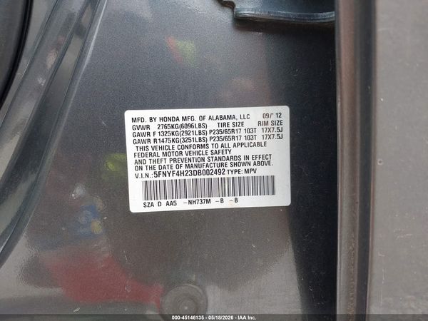 2013 HONDA PILOT LX