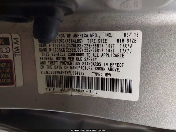 2015 HONDA CR-V EX