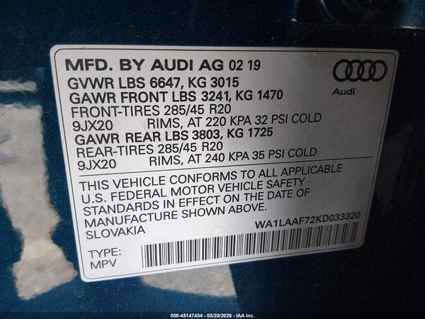 2019 AUDI Q7 55 PREMIUM/55 SE PREMIUM