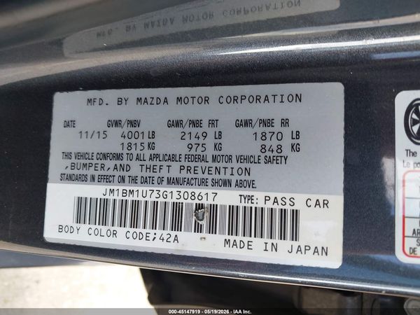 2016 MAZDA MAZDA3 I SPORT